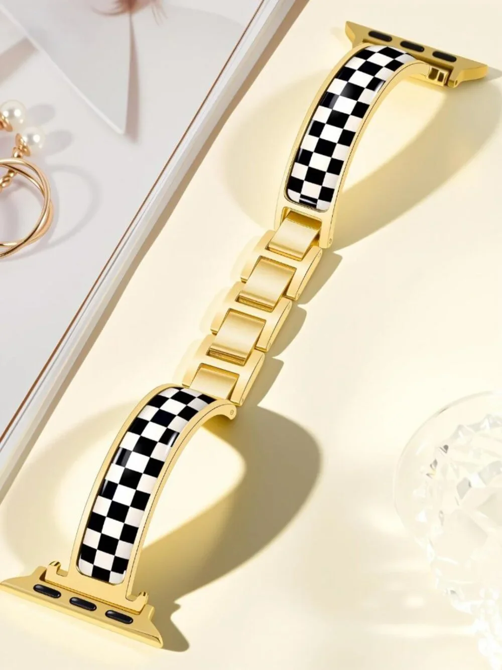 Stylish Gold Slim Watch Bands for Women - Adjustable Thin Metal Strap for Apple